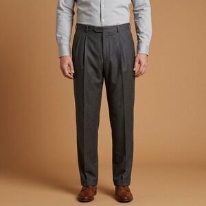 Grant Thomas Dress Pants Men's 38x32 Gray 100% Wool VBC Super 120's Italy